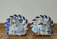 ハンドメイド　ミニポーチ　ブルー