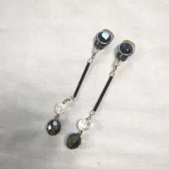 【ほぼ新品】黒✕透明　ロングイヤリング クリスタル