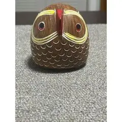 木製フクロウ型置物