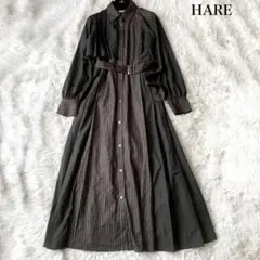 HARE アソートプリーツワンピース ストライプ ロング フリーサイズ