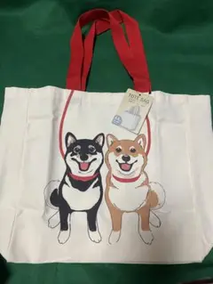少々難あり　値引価格　新品　柴犬柄キャンパストートバック