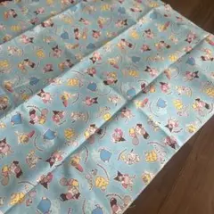 キャラクター柄コットン生地（水色）　サンリオ　Sanrio