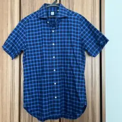 BEAMSf スリムフィット 半袖シャツ L ネイビー系