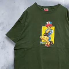 BiVD アニメ Tシャツ 古着 USA製 緑 フックアップス HOOK UPS