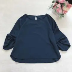美品 コラージュ ガリャルダガランテ 五分袖ブラウス シンプル 紺 F