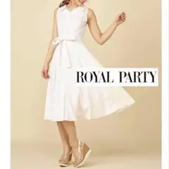 美品 ROYAL PARTY ホワイトノースリーブシャツワンピース フリーサイズ