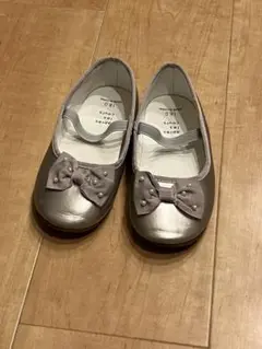 シルバー リボン付き キッズシューズ 18