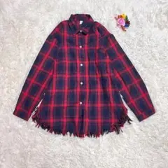 美品　ha dao home チェック柄 フリンジシャツ 大きめ　ゆったり　羽織