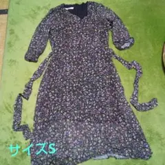 ワンピース 花柄 夏秋 サイズS ブラウン レディース
