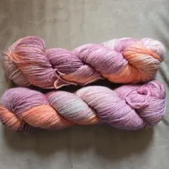 【新品未使用】メリノウール100%　毛糸　200g　編み物　マルチカラー　橙　紫