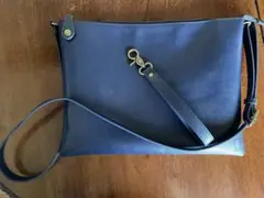 ネイビー レザー クラッチバッグ　ショルダーバッグ　2way A4 薄型