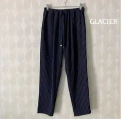 【美品】GLACIERテーパードパンツ　カジュアルパンツ紺色ウエストゴムb426
