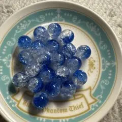 青　ガラスビーズ　30個