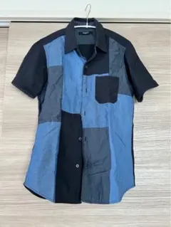 【夏本番！】MORGAN HOMME モルガンオム シャツ　半袖　黒　紺　青
