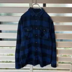 JACHS ヘビーネルシャツ XL 青と黒のチェック