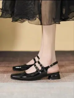 shein ストラップパンプス　ブラック