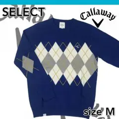 【美品】キャロウェイ セレクト メンズ アーガイル柄 カシミヤ混ニット《M》