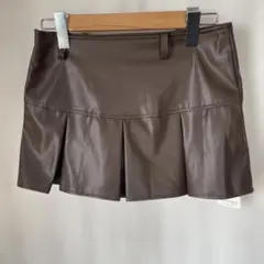 Dazy 合成皮革 ブラウン プリーツスカートSサイズ