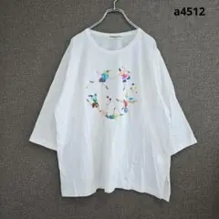 Tシャツ　七分袖　XL　白　オーバーサイズ　ビックシルエット　ゆったり　プリント