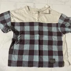 petit main チェック柄 Tシャツ 80
