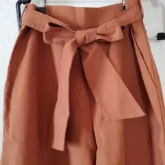 新品【アクアガレージ】レディース　ワイドパンツ　キャメル　Lサイズ