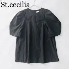 2080A　美品　セントセシリア パフスリーブブラウス　黒　半袖　タック