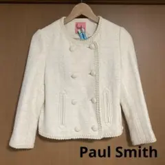 美品 Paul Smith ノーカラージャケット ツイードジャケット 40