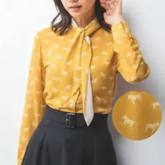 2024/ナラカミーチェ/ブラウス/馬柄プリント/ホース/ボウタイ/大きいサイズ