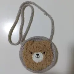 ハンドメイド 毛糸 くま ポシェット ポーチ ♥️1点物♥️
