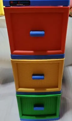 【最終お値下げ】カラフル収納ボックス　レトロ　３段