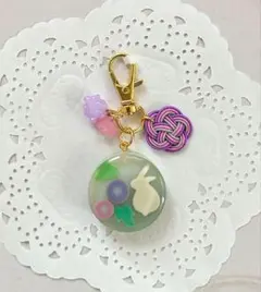 和菓子　キーホルダー　チャーム　うさぎ　金平糖