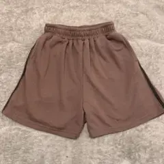 【スウェット】ハーフパンツ サイドライン リラックスパンツ ブラウン