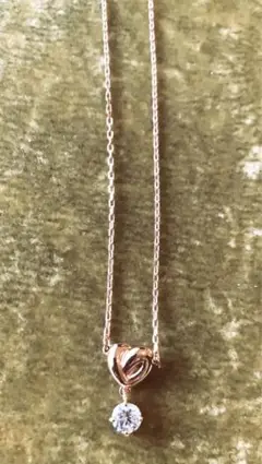 ジルコニアとハートのピンクゴールドペンダント♡