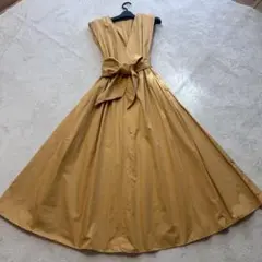 ZARA ノースリーブフレアーワンピース　フリー　イエロー