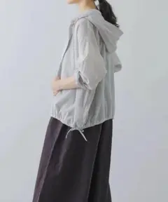 新品◆かぐれ◆コットンシルクシアーフーディシャツ《GRAY》アーバンリサーチ