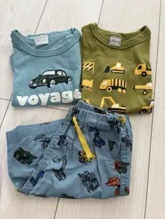 男の子夏服　3点セット（車・働くくるま　Tシャツ2枚とパンツ1枚）