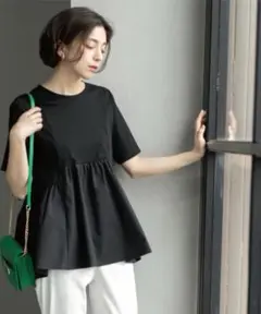 【OPAQUE.CLIP】ペプラムドッキングカットソー
