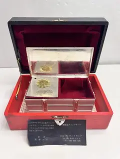 彫金 純銀製 ひまわりモチーフプレート オルゴール/トランク ジュエリーボックス