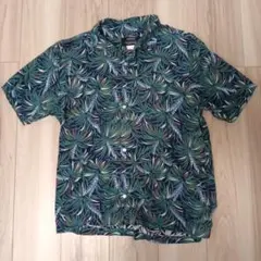 STAMMBAUM 半袖アロハシャツ 緑色の葉柄