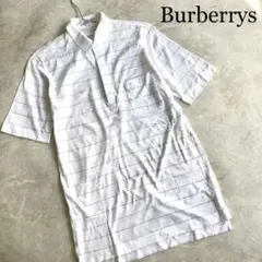 美品 Burberrys バーバリー ボーダー柄 コットン 半袖ポロシャツ M
