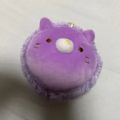 紫色猫の顔ぬいぐるみマスコット　すみっコぐらし　ねこ