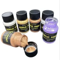 メタリックアクリルペイントセット6色、各30ml 色褪せに強い