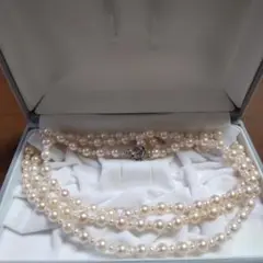 あこや真珠上品ロングネックレス silver