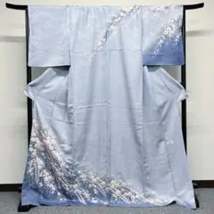 桐屋 作家もの 水色がかった薄紫色の訪問着 銀通し 着物