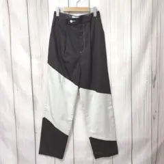 【クレオルム】CREOLME カラーブロックパンツ　ブラウン／アイボリー　S