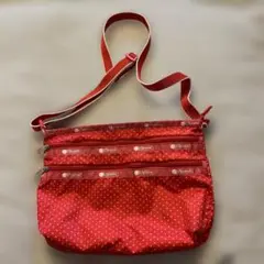 赤 ドット柄 ショルダーバッグ　レスポ