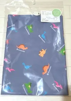 新品未使用シューズバッグ上履き入れ恐竜乾きやすいポリエステル製グレー22×30
