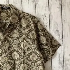 【美品】モンドリークラブ 総柄プリント ペイズリーシャツ 日本製 バイカラー M