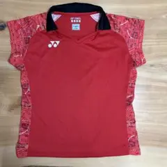 YONEX バドミントンウェア レッド 袖柄入り　レディース　L