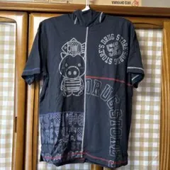 豚さん　サイズF フード付き黒半袖トップス　激カワ